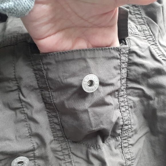 Guess Authentic Jeans Cropped Button Army Green Utility Military Jacket S/P - Picture 13 of 13